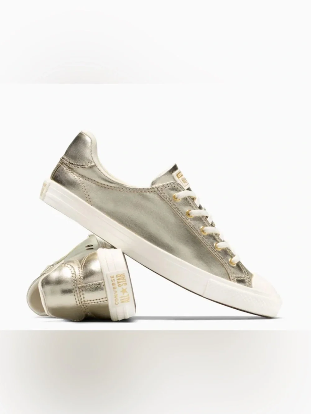 New 7 gold converse all star chuck Taylor low top sneakers shoes trainers lucky - Picture 2 of 11